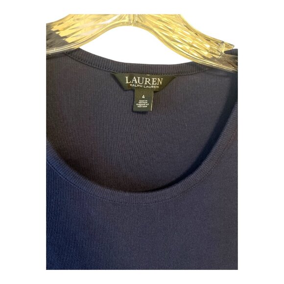 Lauren Ralph Lauren Navy Blue Long Sleeve Midi Dress – Size 4 – Gold Button Deta - Picture 3 of 6